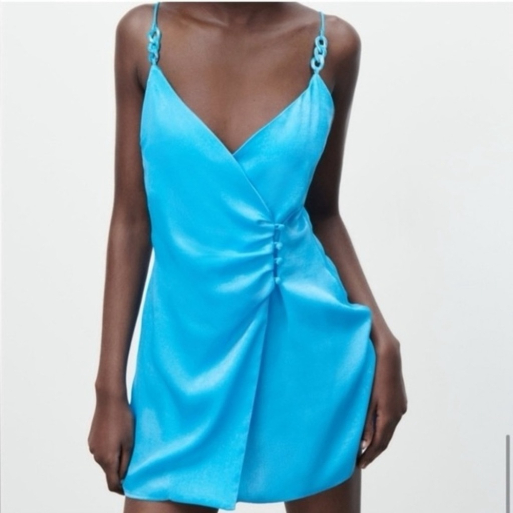NWT Zara Linked Satin Effect Dress